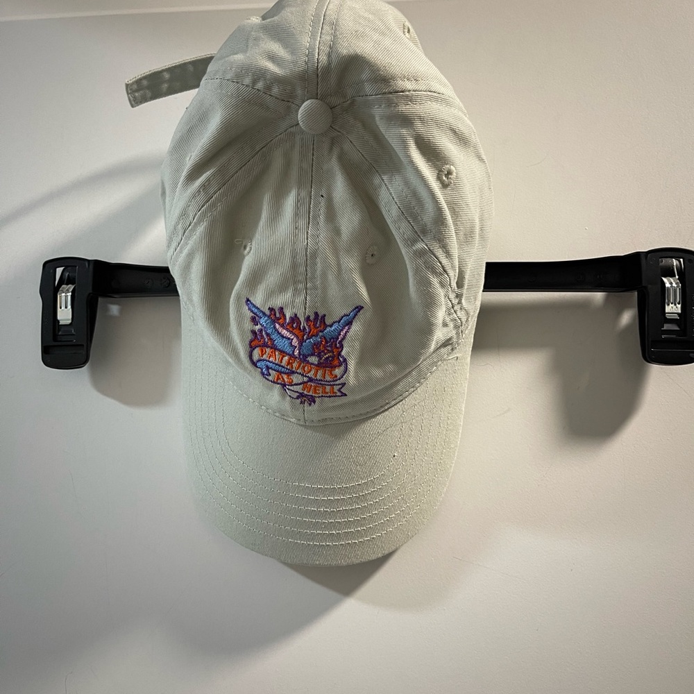 Cream Baseball Cap with Purple & Orange Embroidered Crest 💯Organic Cotton - Picture 6 of 7